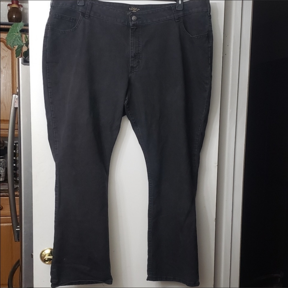 ✅ RIDERS by LEE Midrise Bootcut Dark Wash Stretch Denim Black Jeans Size 26W M